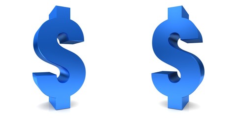 dollar sign 3d blue currency symbol money icon isolated