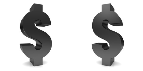 dollar sign 3d black