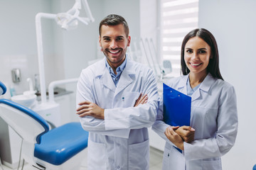 doctors at workplace in dental clinic - obrazy, fototapety, plakaty