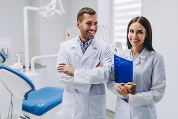 dentists at workplace in dental clinic