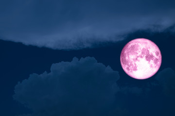 Fototapeta na wymiar super moon between silhouette heap cloud night sky