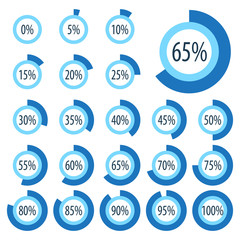 Set of pie charts for business infographics.Progress bar for web design.3d infographic elements.blue-white style