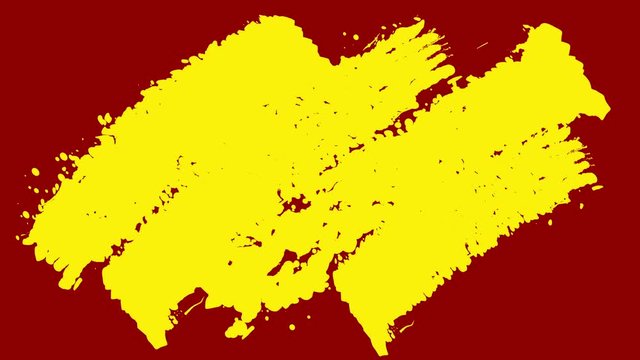 A cheerful 3d rendering of yellow brush strokes painted diagonally in the bright brown background. They generate the spirit of childish fun and turn into white ones.