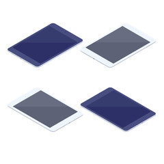 Isometric set of digital tablets isolated illustration