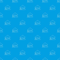 Bungalow pattern vector seamless blue repeat for any use