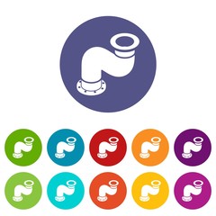 Connection pipe icons color set vector for any web design on white background