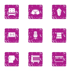 Private icons set. Grunge set of 9 private vector icons for web isolated on white background