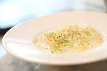 fettucini pasta with cheese , italian food