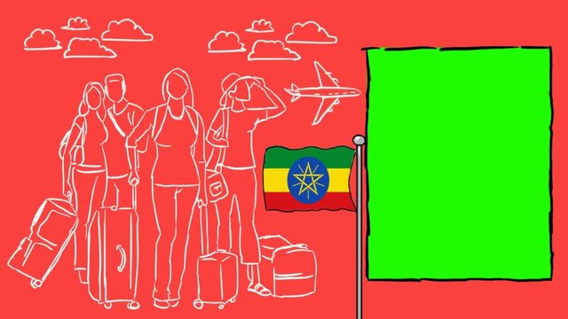 Ethiopia hand drawn tourism