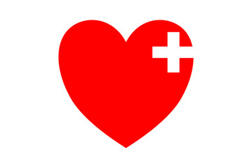 red heart on white background, illustration design.