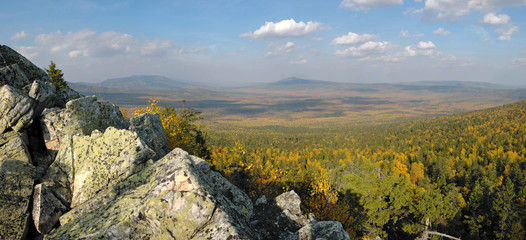 Taganay National Park in Autumn. Ural, Russia