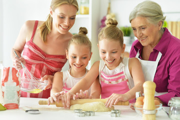 Mom and daughter cook 