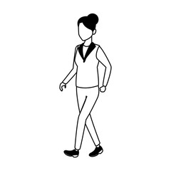 Woman walking cartoon vector illustration graphic design