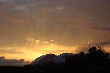 Obraz premium Big sports arena night panoramic horizontal