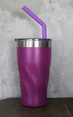 Stainless steel thermos mugs and silicone straw for reusable set