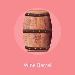 Wooden Barrel with Wine Vector on White Container