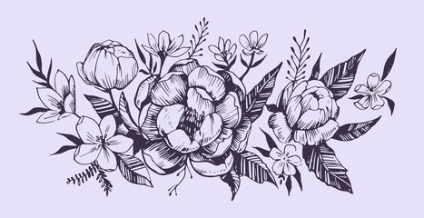 Flowers vector sketch.