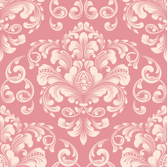 Vector damask seamless pattern element. Classical luxury old fashioned damask ornament, royal victorian seamless texture for wallpapers, textile, wrapping. Exquisite floral baroque template.
