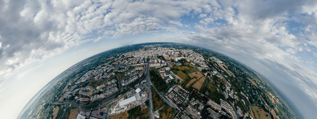 Putignano Apulia city houses and roads in Italy Drone 360 vr photo