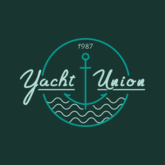 Yachting club logo set. Yachting, yahct club logo set with boad, sail and yacht. Yacht sport yachting club set.