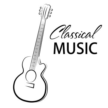  Vector poster for a concert of classical music with guitar.