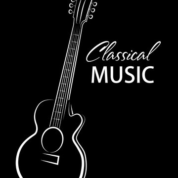  Vector poster for a concert of classical music with guitar.