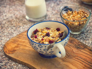 Healthy breakfast,granola with fresh berry fruits