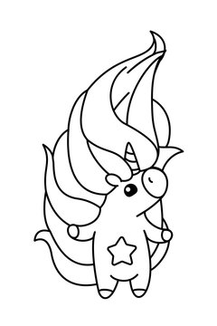 vector cartoon unicorn Magic coloring book page for kids 11