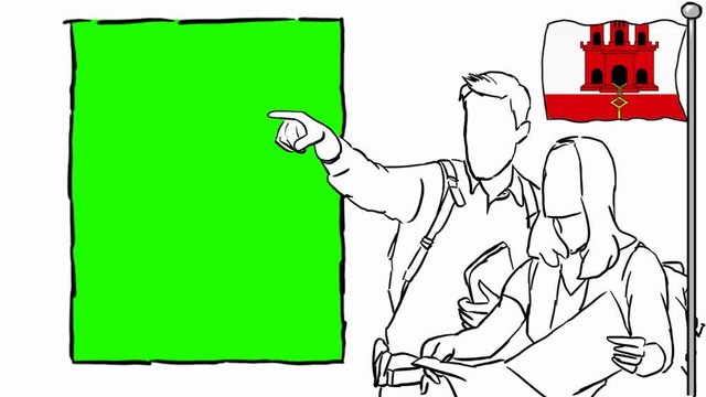 Gibraltar hand drawn tourism