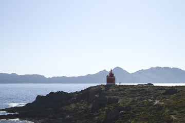 Fototapeta na wymiar Lighthouse in Punta Rabaleira, Galicia, Spain