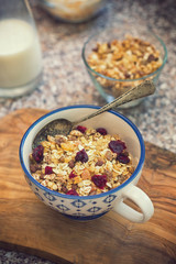 Healthy breakfast,granola with fresh berry fruits
