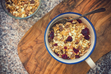 Healthy breakfast,granola with fresh berry fruits