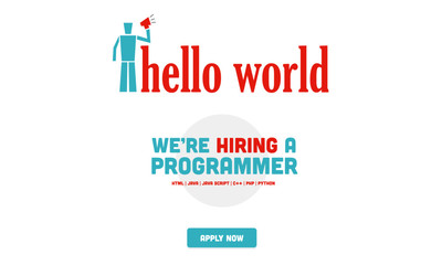 Hiring programmer. Man holding Megaphone. vector illustration. Banner template, ads, search for engineers, employees. hiring developer, coder for job.