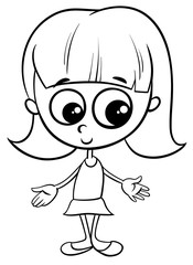 cute little girl character coloring book