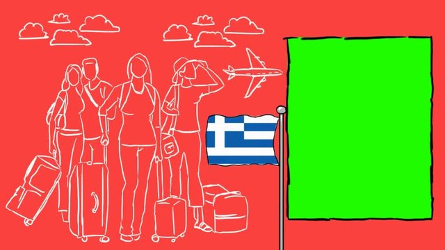 Greece hand drawn tourism