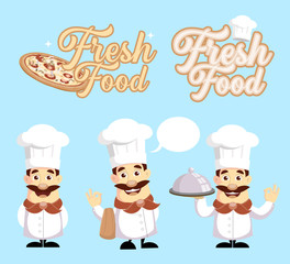 Fresh Food Logo and Chef Vector Illustration