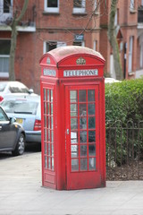 an English classic red telephone box