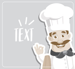 Sticker Style retro Chef Vector Illustration