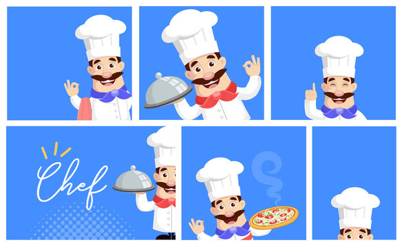 Various Chef poses Vector Illustration