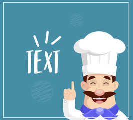 Flat Design cute chef pointing finger Vector Illustration