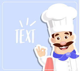 Sticker Style Chef Vector Illustration