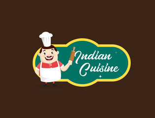 Flat Design Fat Indian Cuisine Banner Vector Illustration