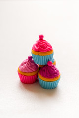 Isolated Rubber Miniature of Cupcakes for Decoration