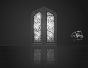 Eid Mubarak Islamic design greeting card template with arabic calligraphy. Vector illustration