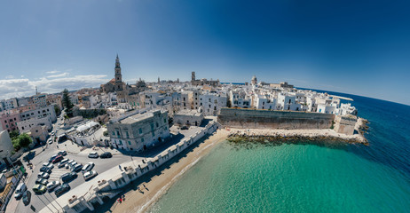 Monopoli Apulia City near the Sea Coastline blue in Italy Drone 360 vr