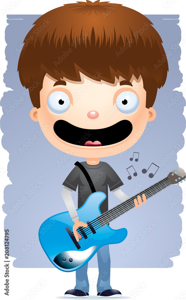 Canvas Prints cartoon teen boy guitar