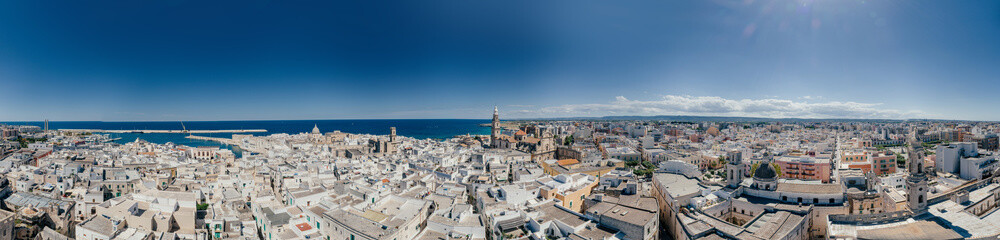 Monopoli Apulia City near the Sea Coastline blue in Italy Drone 360 vr