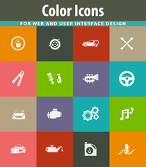 Car shop icons set
