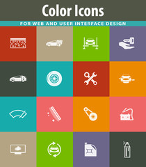 Car shop icons set