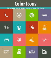Car wash shower service icons set